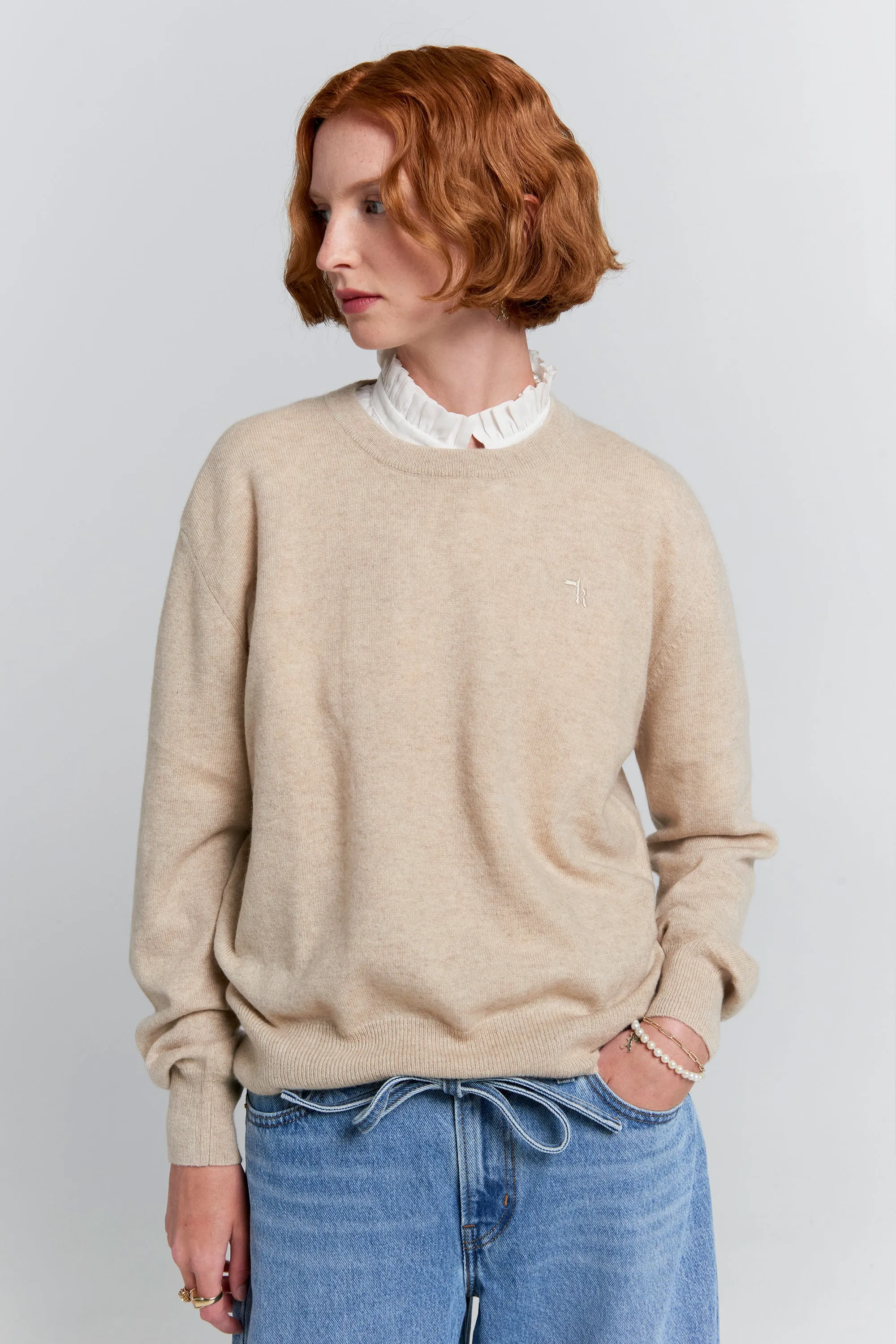 Classic Cashmere Sweater Stone Marle sold by Karen Walker