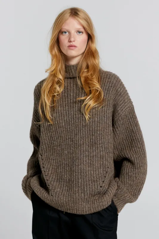 Funnel Neck Sweater Walnut sold by Karen Walker