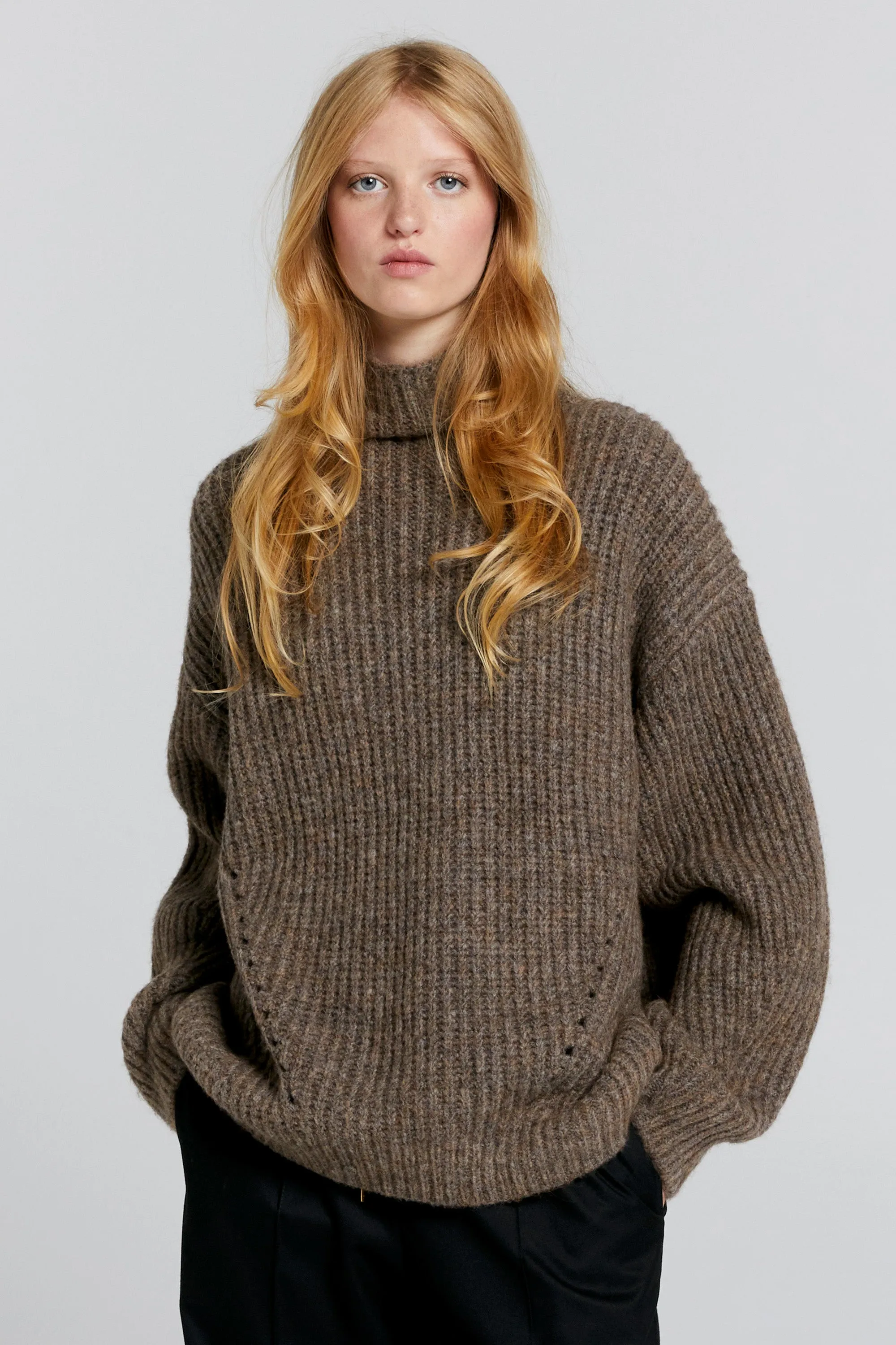 Funnel Neck Sweater Walnut sold by Karen Walker