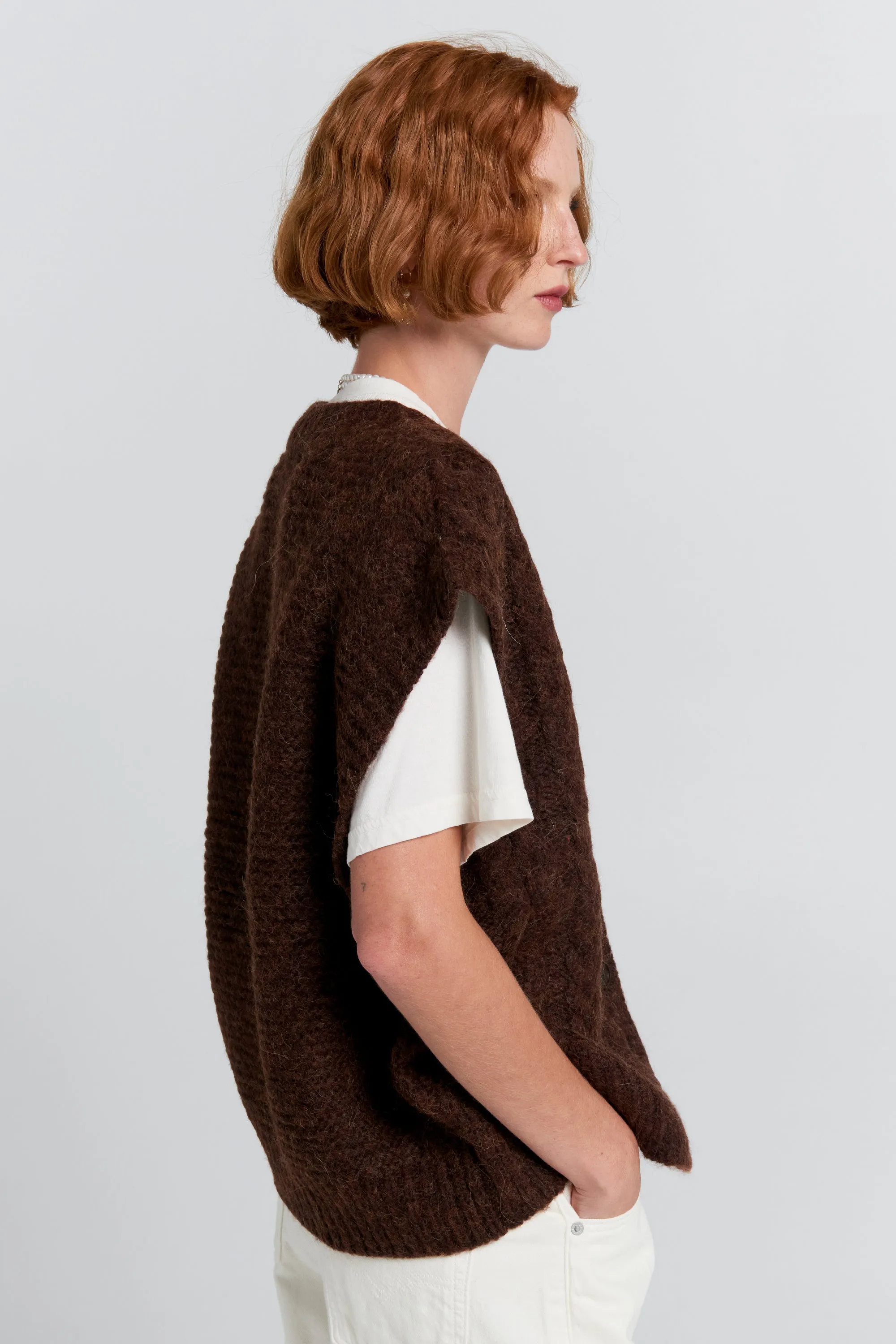 Cable Knit Button Up Vest Port sold by Karen Walker product image thumbnail 2