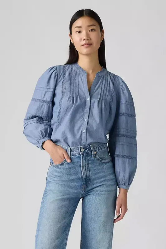 Mandy Long-Sleeve Blouse Favourite Subject Medium Wash sold by Karen Walker
