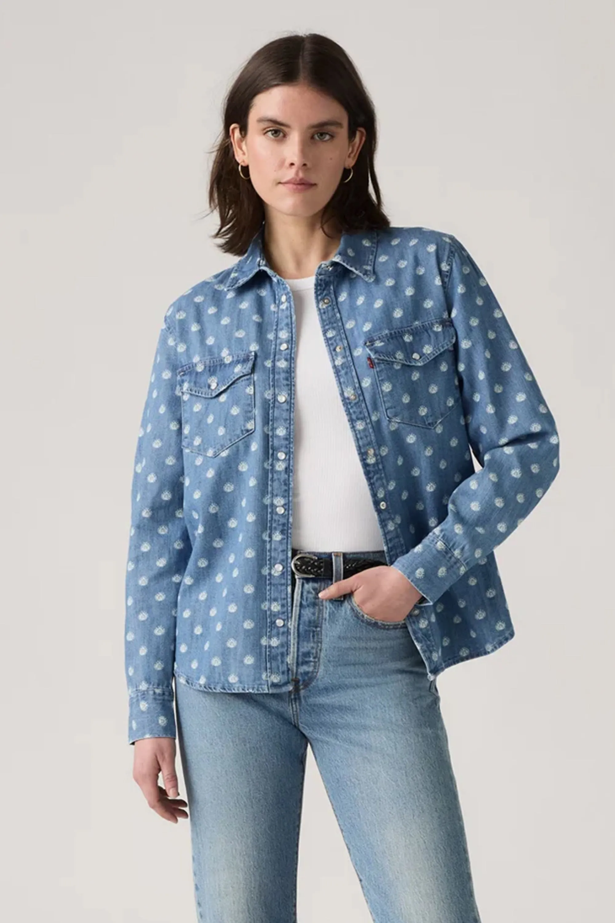 Iconic Western Shirt Catt Block Print sold by Karen Walker