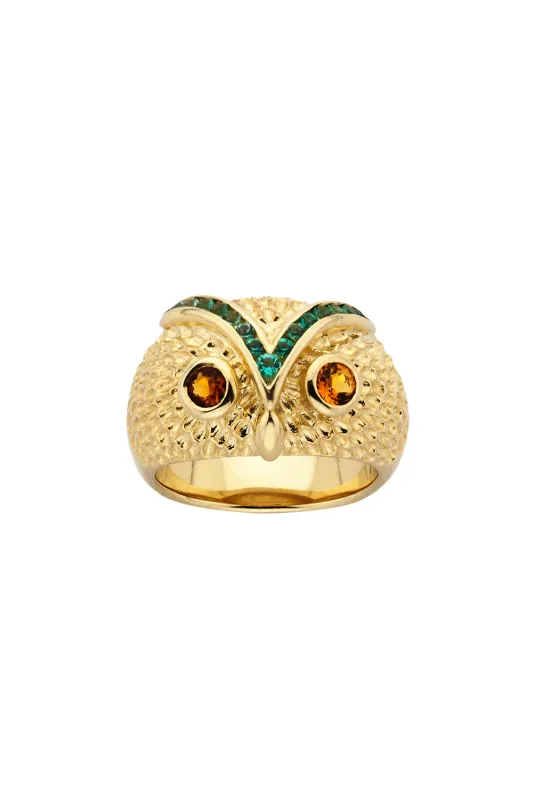 Owl Dome Ring Gold sold by Karen Walker