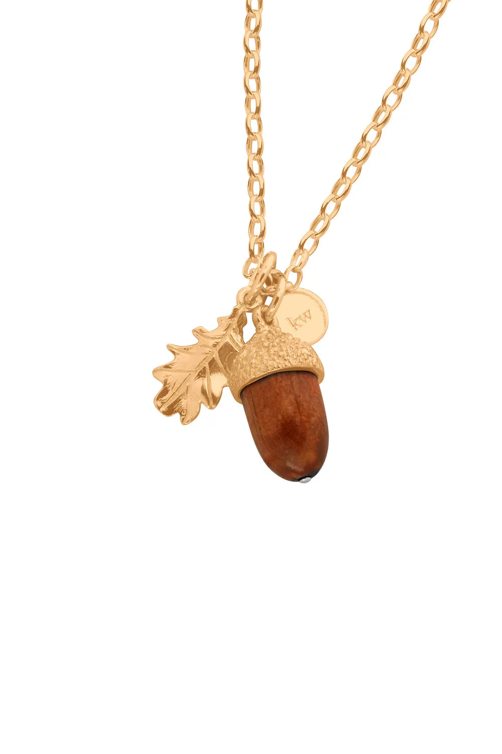 Acorn with Wood Pendant Gold sold by Karen Walker