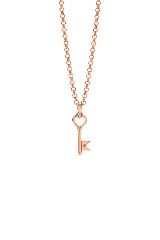 Monogram Key Necklace Rose Gold sold by Karen Walker