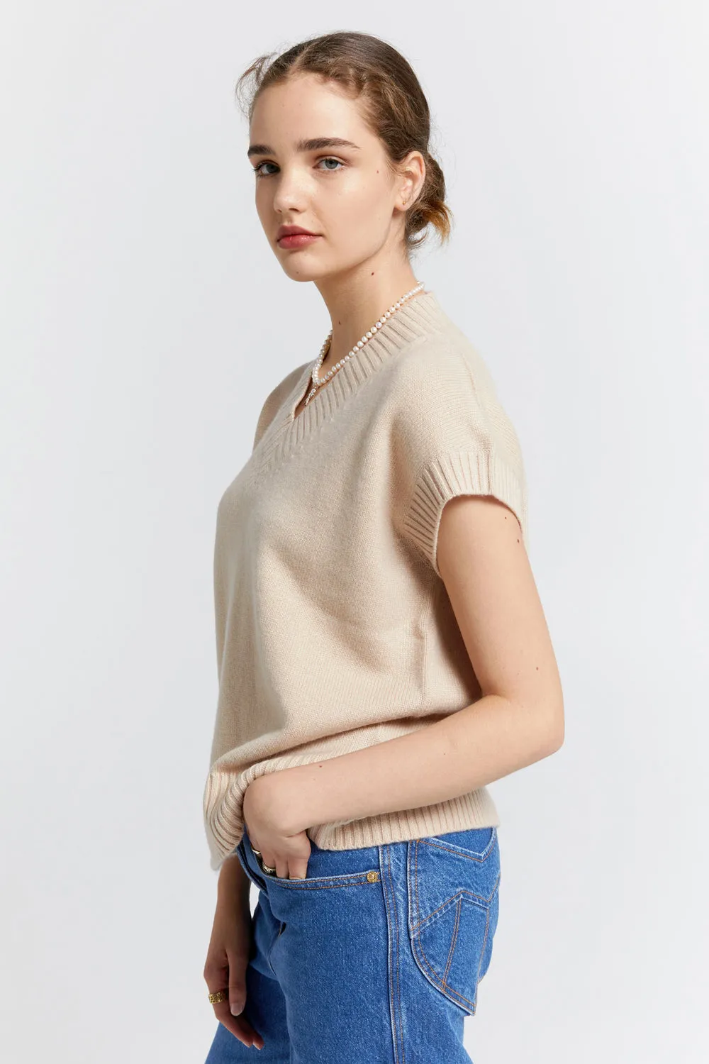 Robyn Cashmere Vest Oat sold by Karen Walker product image thumbnail 2