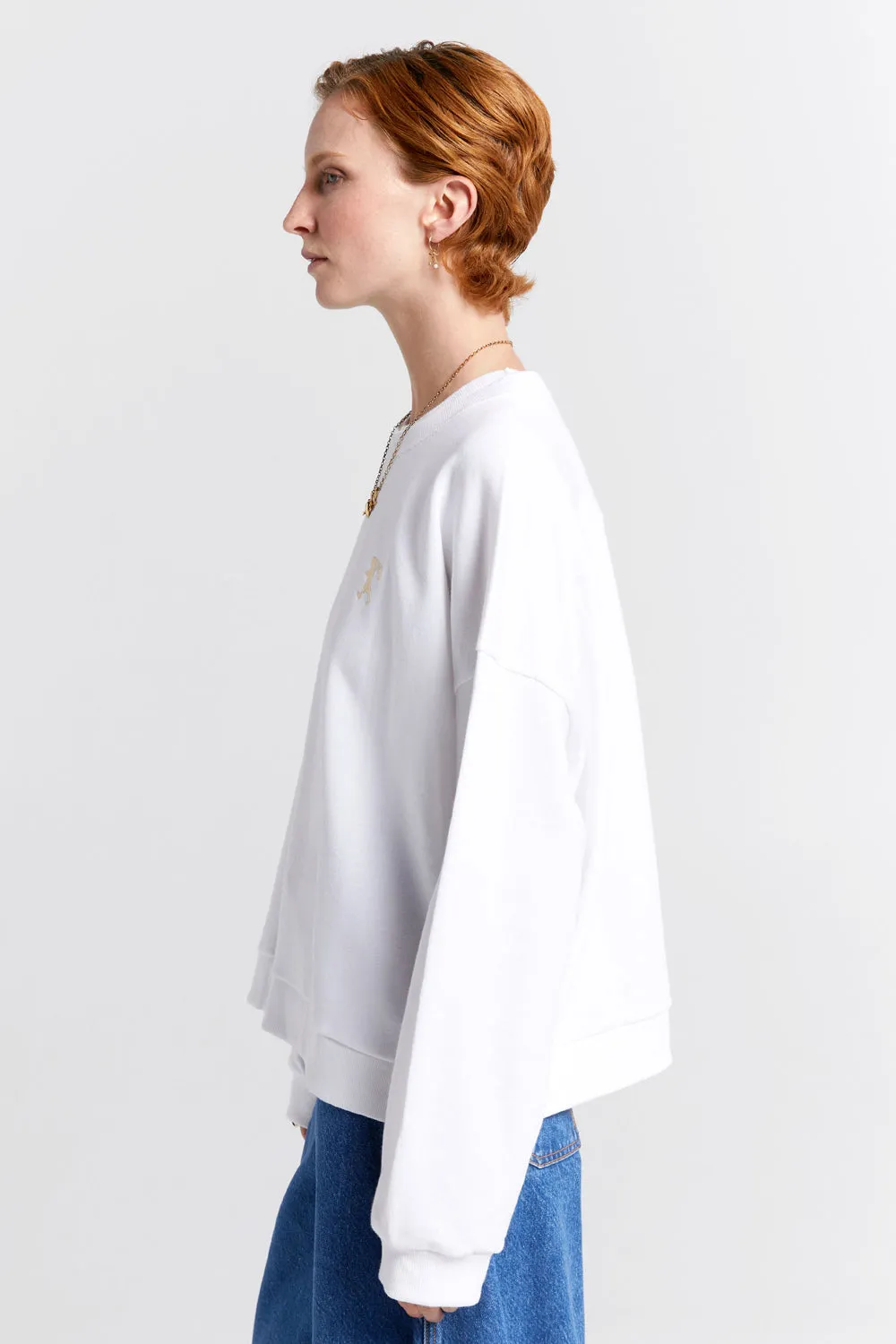 Embroidered Runaway Girl Organic Cotton Crewneck Sweatshirt White sold by Karen Walker product image thumbnail 2