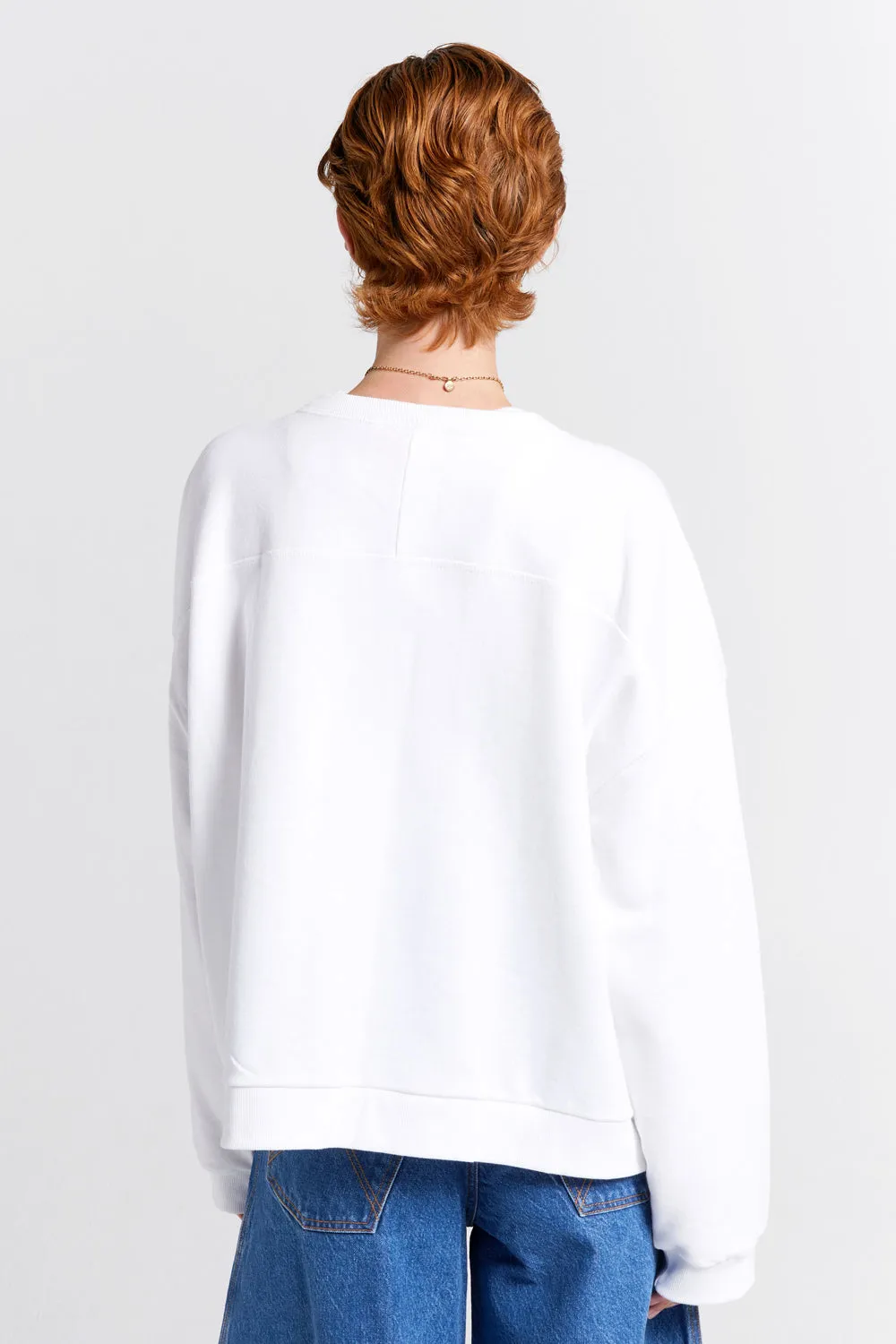 Embroidered Runaway Girl Organic Cotton Crewneck Sweatshirt White sold by Karen Walker product image thumbnail 3