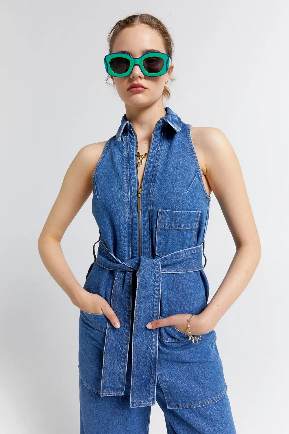 Aeronautical Jumpsuit Washed Denim sold by Karen Walker product image thumbnail 4