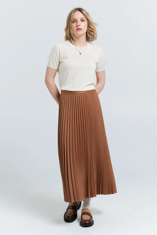 Sunray Pleated Skirt Coffee sold by Karen Walker
