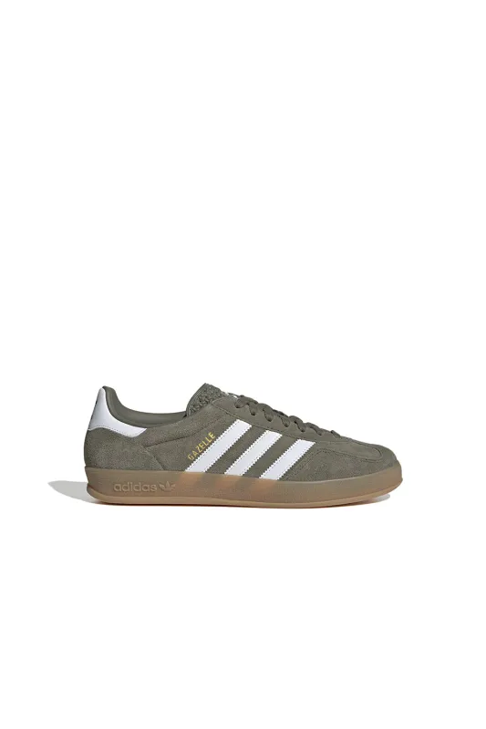 Gazelle Indoor Shoes Olive Strata/Cloud White/Gold Metallic sold by Karen Walker