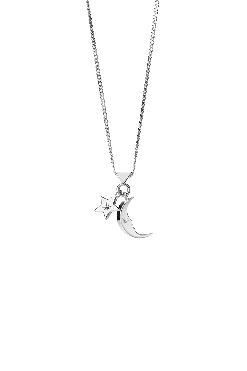 Moon and Star Charm Necklace Silver sold by Karen Walker