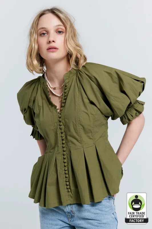 Melody Organic Cotton Top Olive Green sold by Karen Walker
