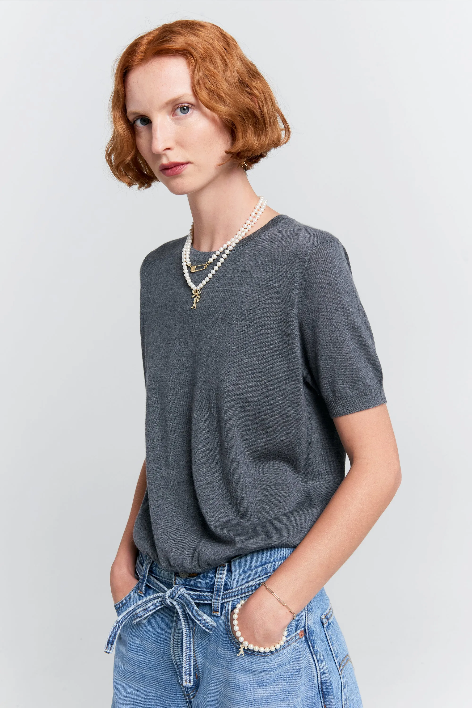 Fleur Cashmere T-Shirt Charcoal Marle sold by Karen Walker product image thumbnail 2