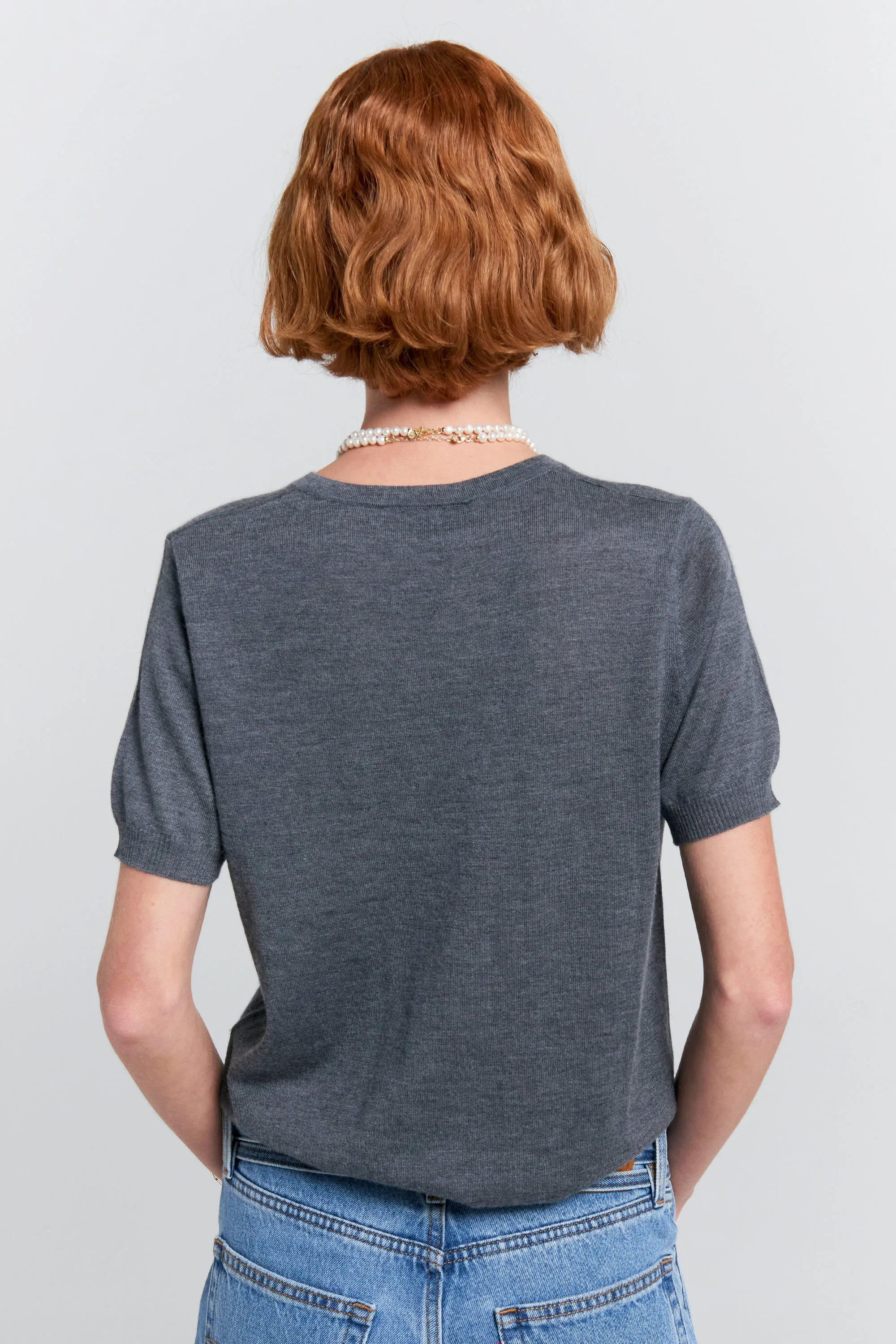 Fleur Cashmere T-Shirt Charcoal Marle sold by Karen Walker product image thumbnail 3