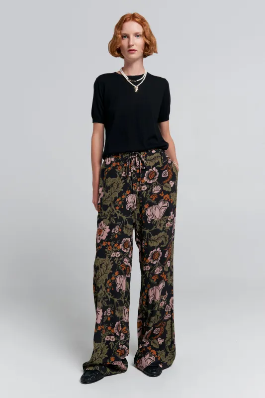 Tied Palazzo Lounge Pants Black Multi sold by Karen Walker