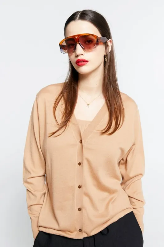 Daisy Cashmere Cardigan Camel sold by Karen Walker