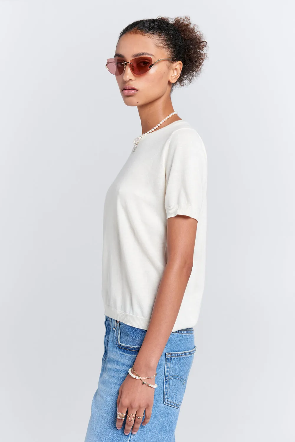 Fleur Cashmere T-Shirt Off-White sold by Karen Walker product image thumbnail 2