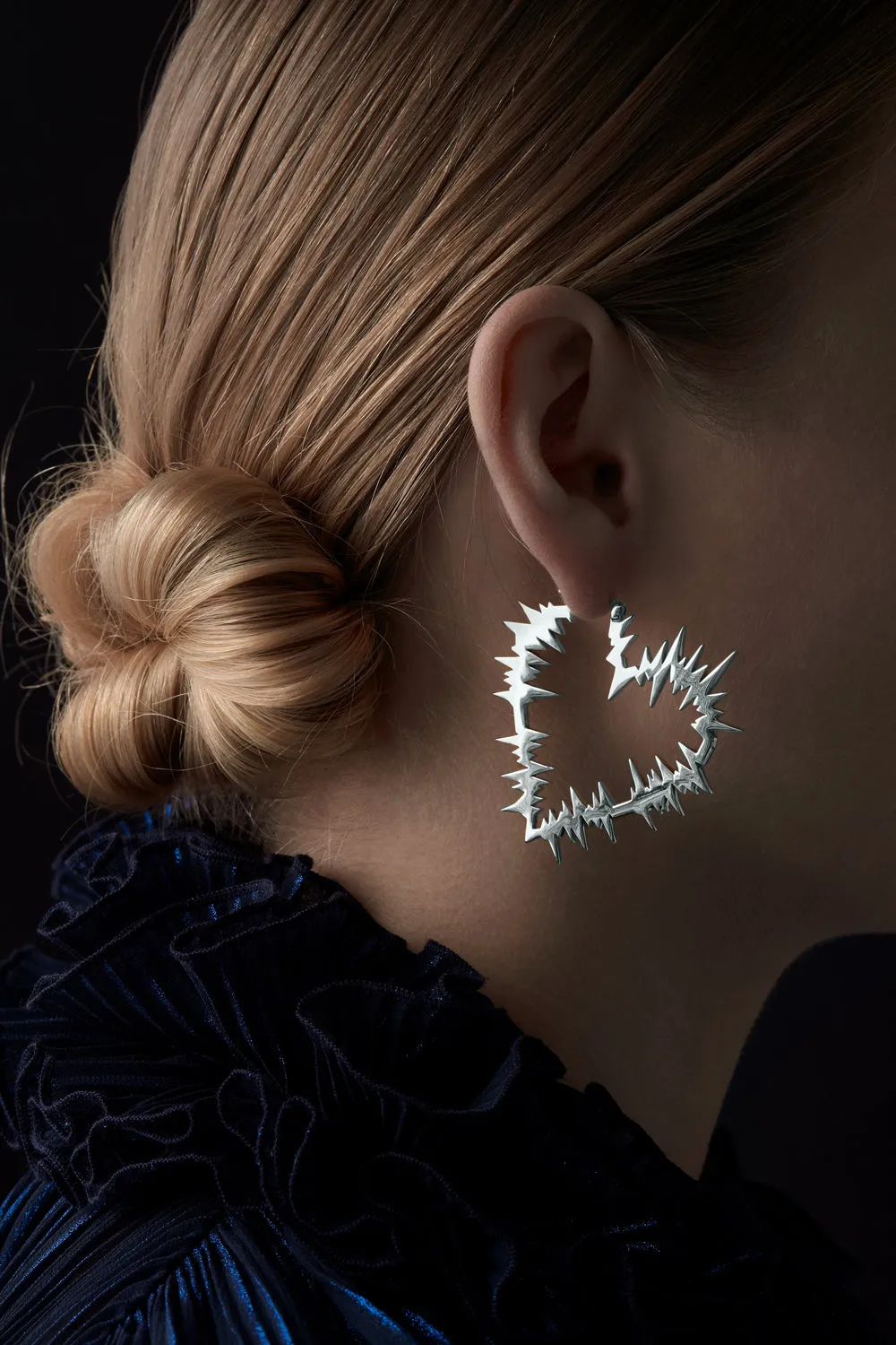 Electric Heart Hoop Earrings Silver sold by Karen Walker