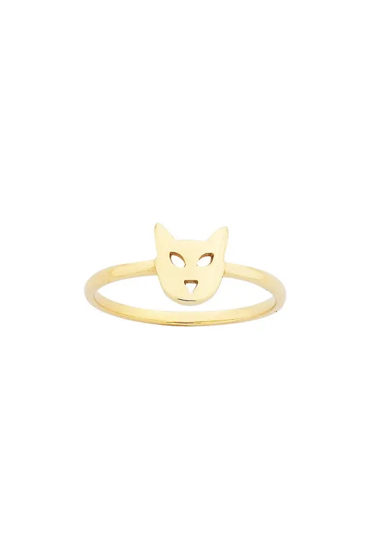 Mini Cat Ring Gold sold by Karen Walker