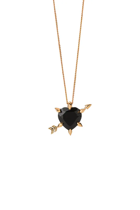Cupid's Arrow and Heart Necklace Gold Onyx sold by Karen Walker
