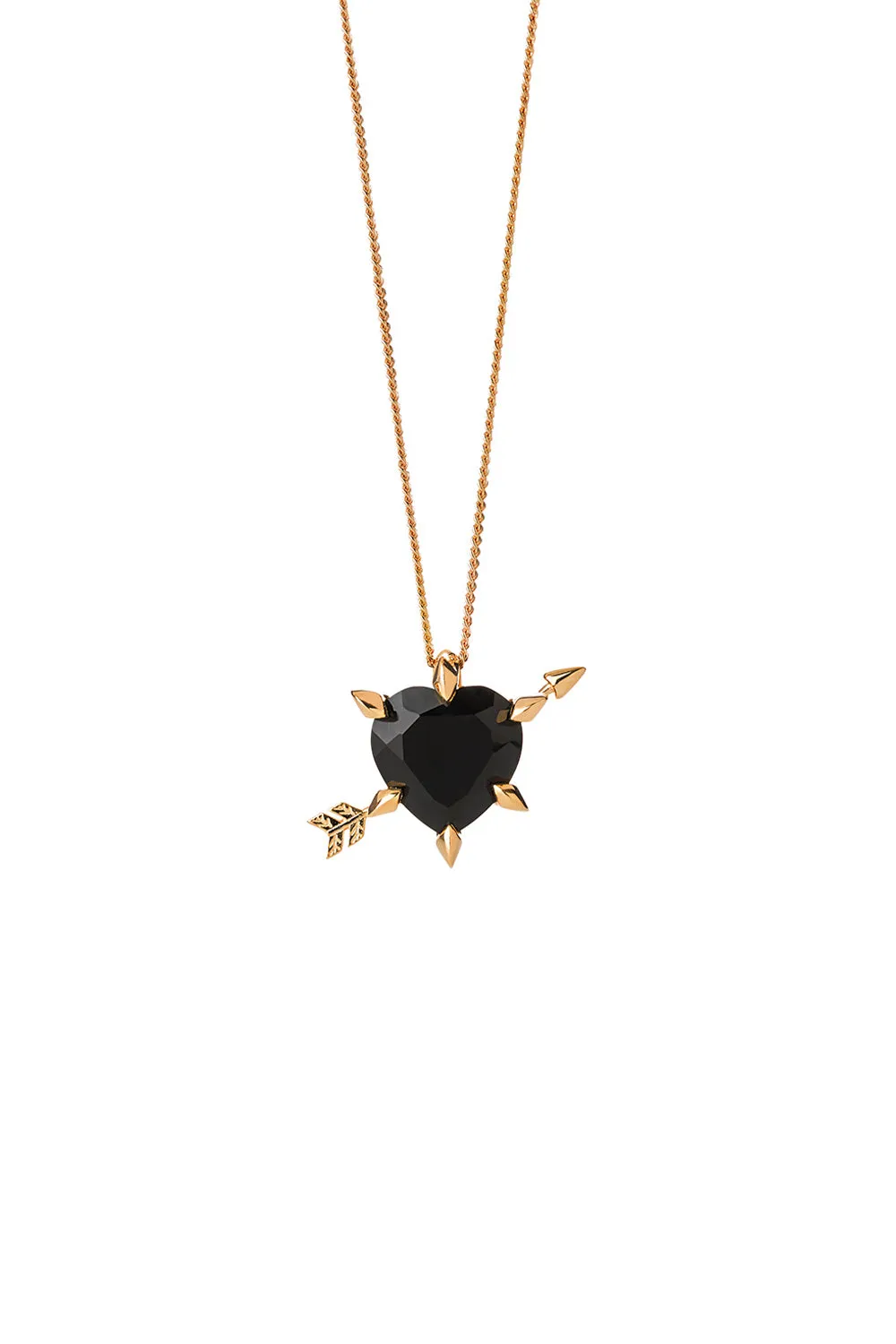 Cupid's Arrow and Heart Necklace Gold Onyx sold by Karen Walker