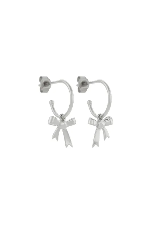 Bow Hoop Earrings Silver sold by Karen Walker