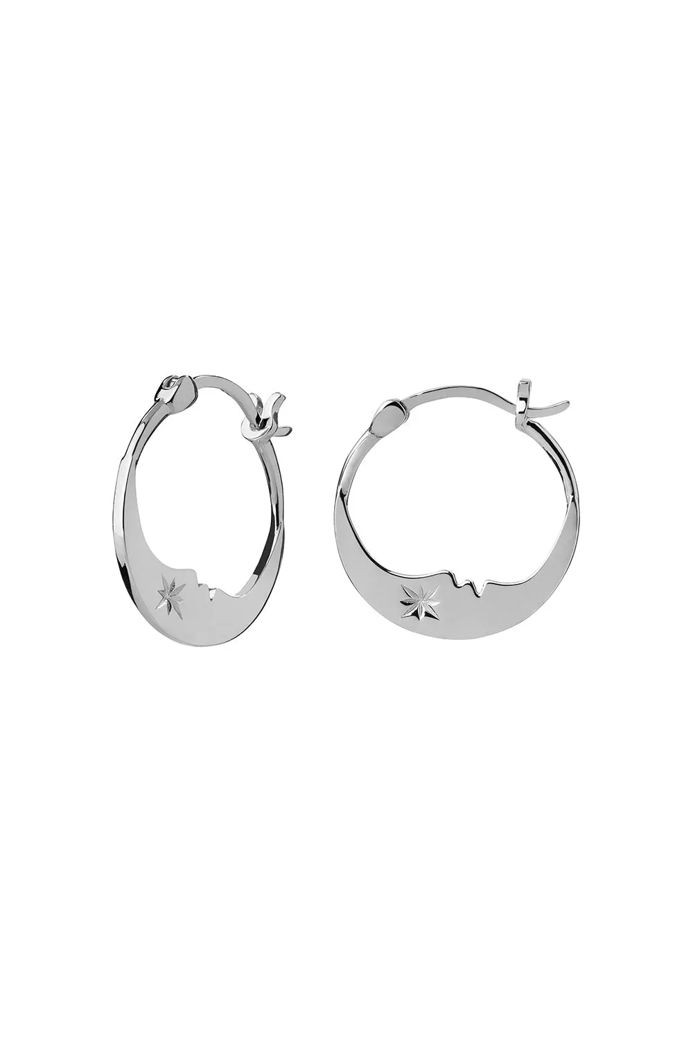 Eclipse Moon Hoops Silver sold by Karen Walker