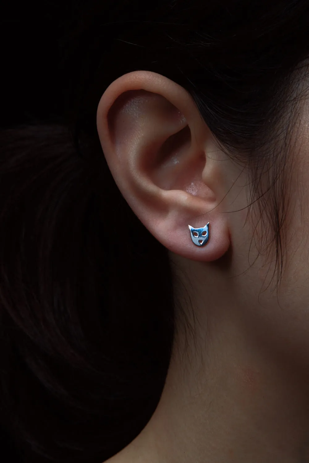 Mini Cat Studs Silver sold by Karen Walker