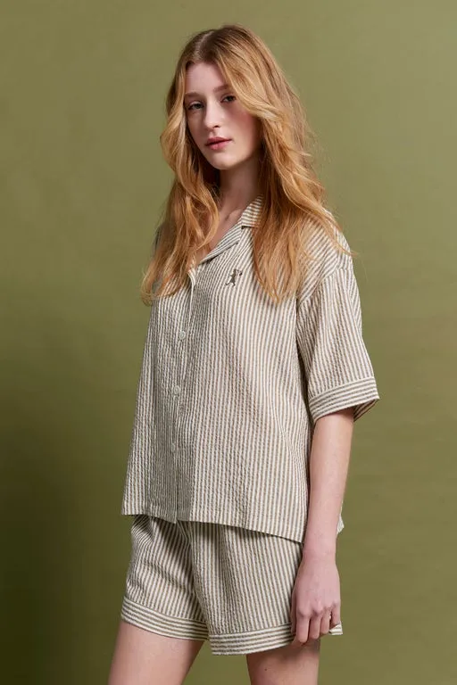 Seersucker Stripe Boxer PJ Set Nutria sold by Karen Walker product image thumbnail 2