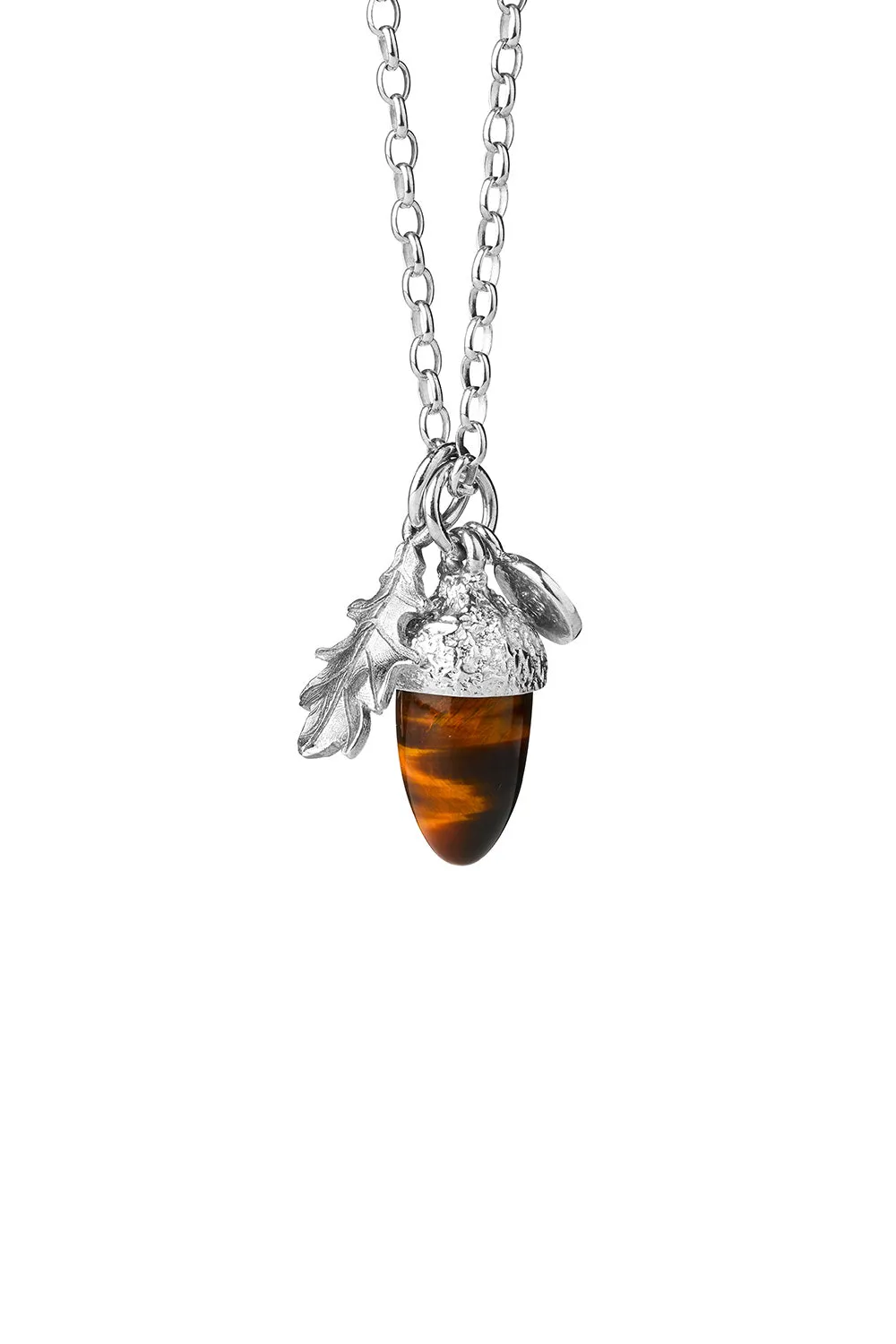 Acorn & Leaf Pendant Silver with Tiger's Eye sold by Karen Walker