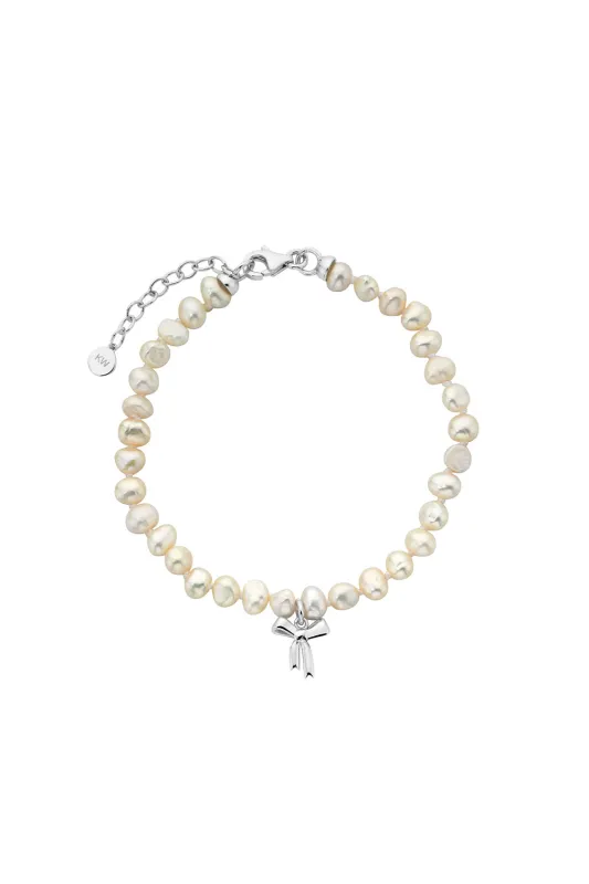 Petite Bow with Pearls Bracelet Silver sold by Karen Walker