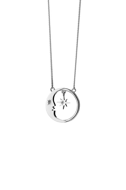 Eclipse Moon and Star Necklace Silver sold by Karen Walker