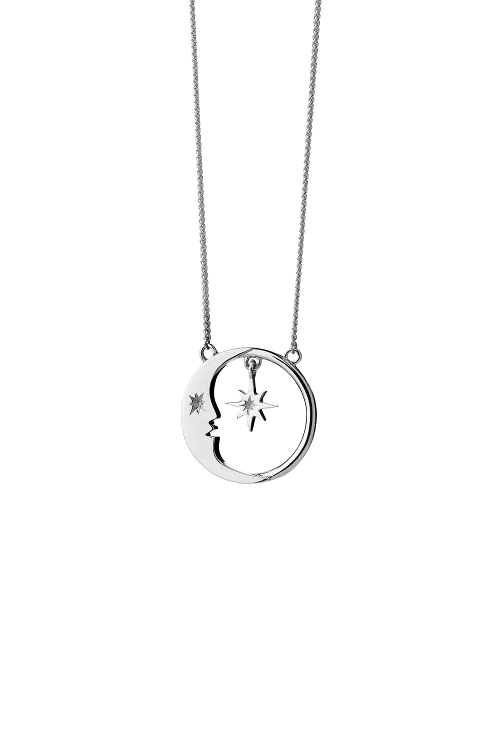 Eclipse Moon and Star Necklace Silver sold by Karen Walker