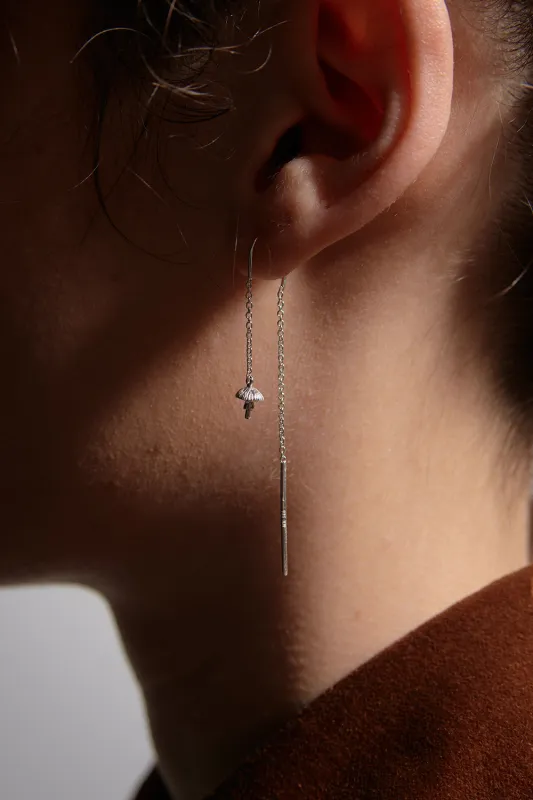 Mushroom Thread Earrings Silver sold by Karen Walker
