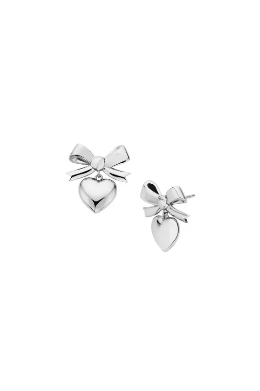 Superlove Bow Earrings Silver sold by Karen Walker