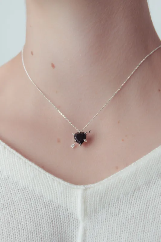 Cupid's Arrow & Heart Necklace Silver Onyx sold by Karen Walker