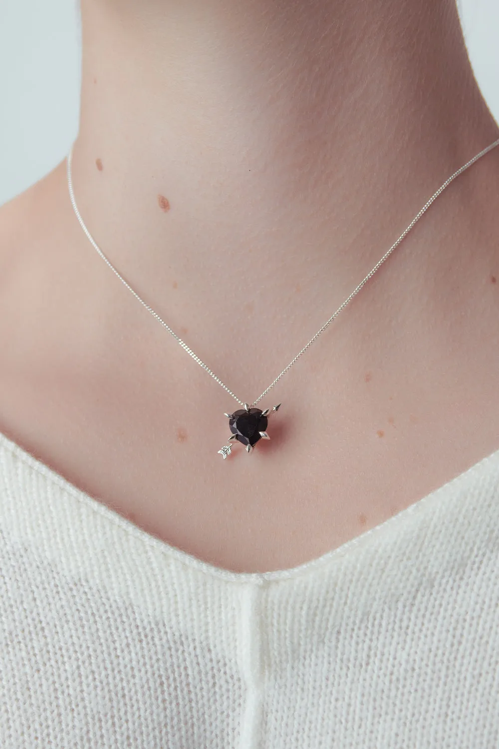 Cupid's Arrow & Heart Necklace Silver Onyx sold by Karen Walker