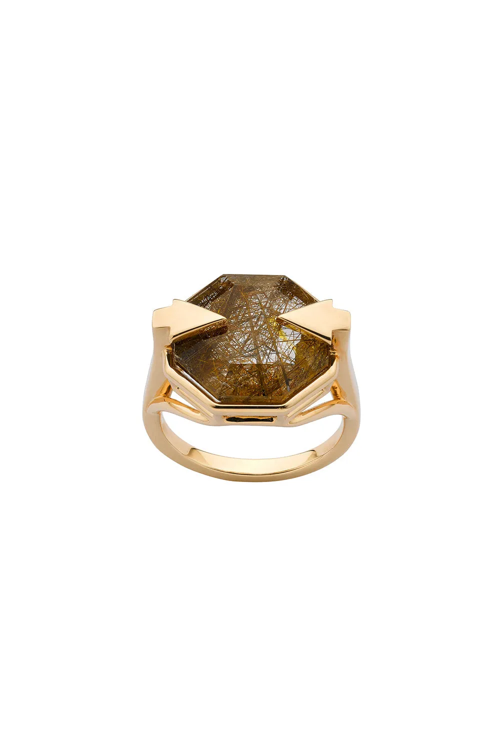 Astrid Ring Rutilated Quartz Gold sold by Karen Walker
