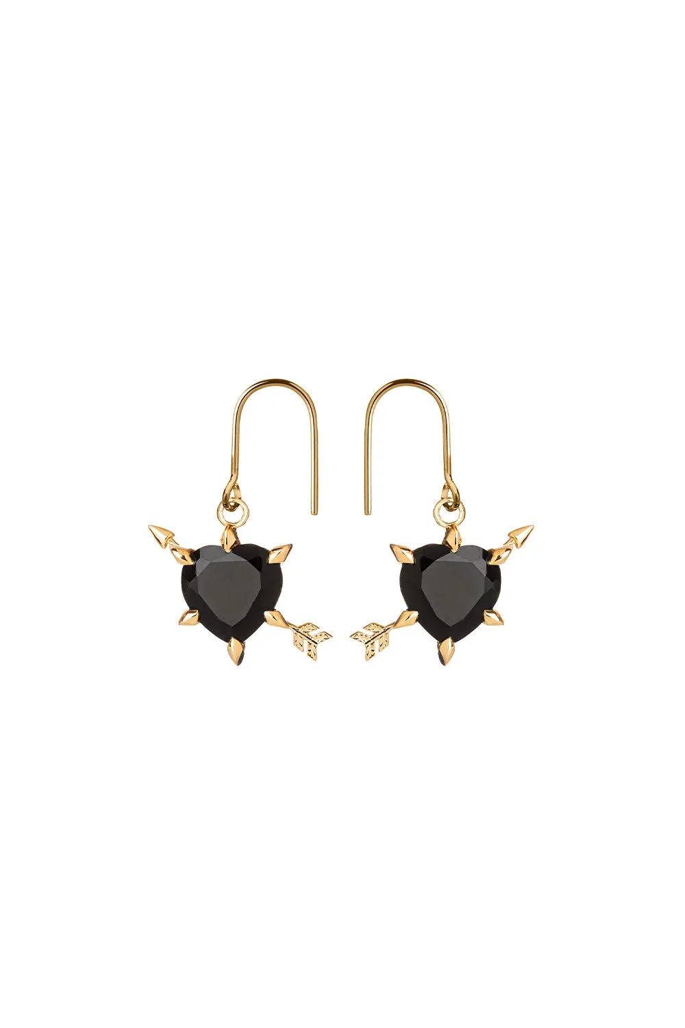 Cupid's Arrow and Heart Earrings Gold Onyx sold by Karen Walker