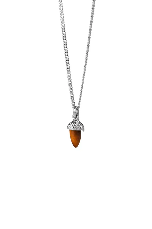 Micro Acorn and Leaf Necklace Silver sold by Karen Walker