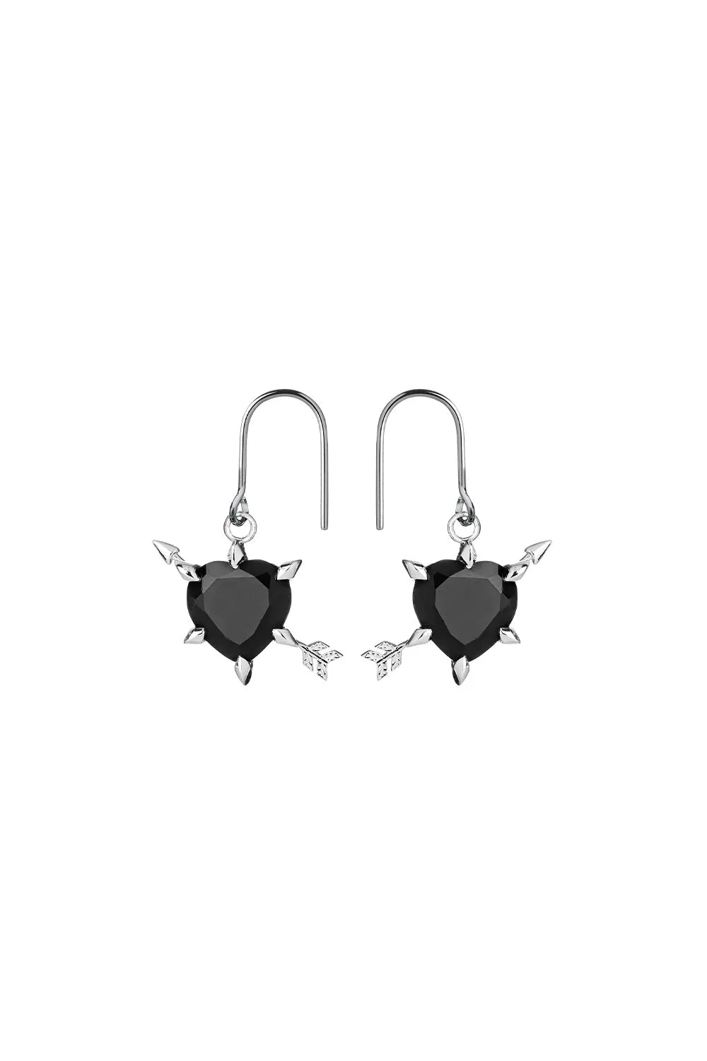 Cupid's Arrow and Heart Earrings Silver Onyx sold by Karen Walker product image thumbnail 2