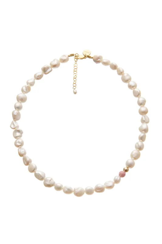 Large Pearl with Rhodochrosite Necklace sold by Karen Walker