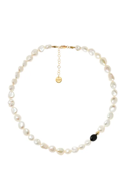Large Pearl with Black Agate Necklace sold by Karen Walker