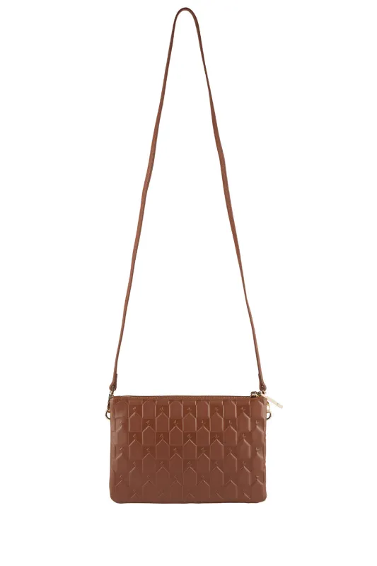 Monogram Double Zip Pouch Chestnut sold by Karen Walker