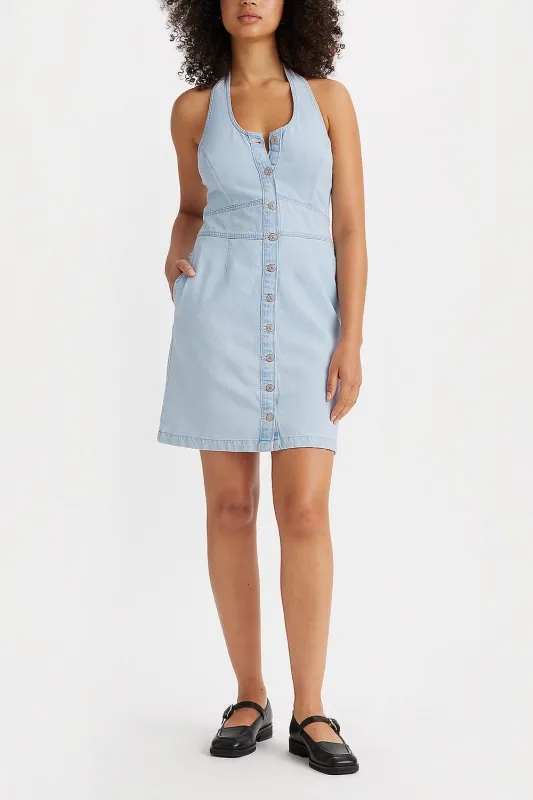 Halter Denim Dress Celebrate the Moment Drs Blue sold by Karen Walker