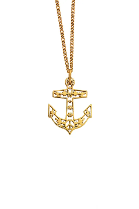 Filigree Anchor Pendant Gold sold by Karen Walker