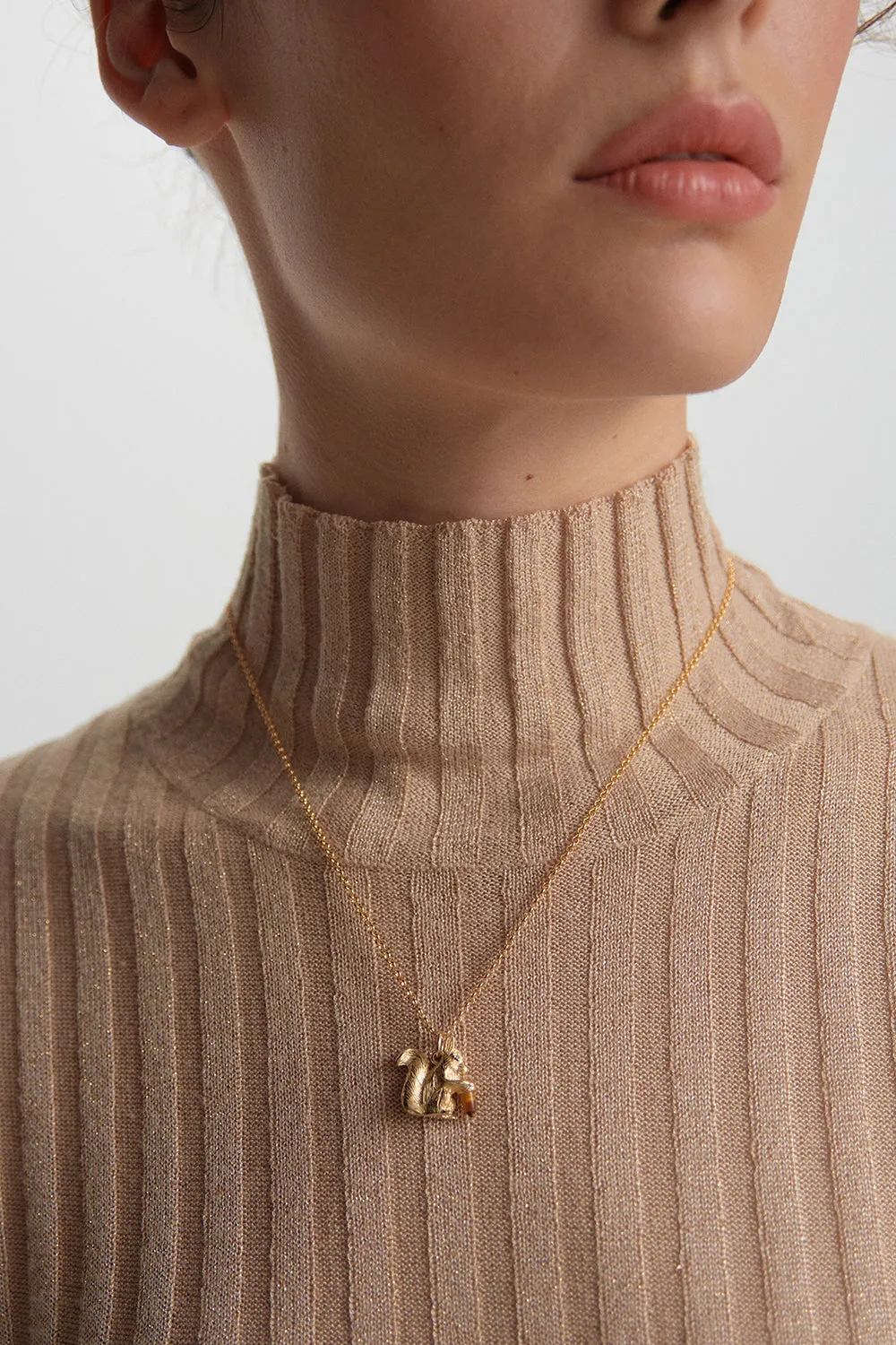 Squirrel Necklace Gold with Tiger's Eye and Black Spinel sold by Karen Walker product image thumbnail 3