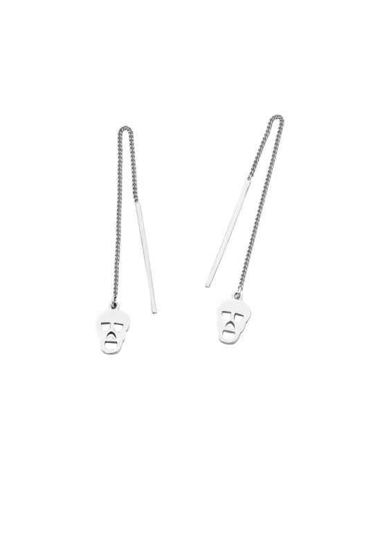Skull Thread Earrings Silver sold by Karen Walker