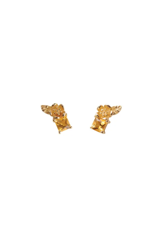 Rock Garden Studs Gold & Citrine made by Karen Walker